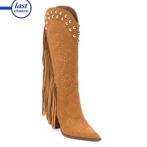 JESSICA SIMPSON Tan Rosera Studded Mid Calf Western Boots